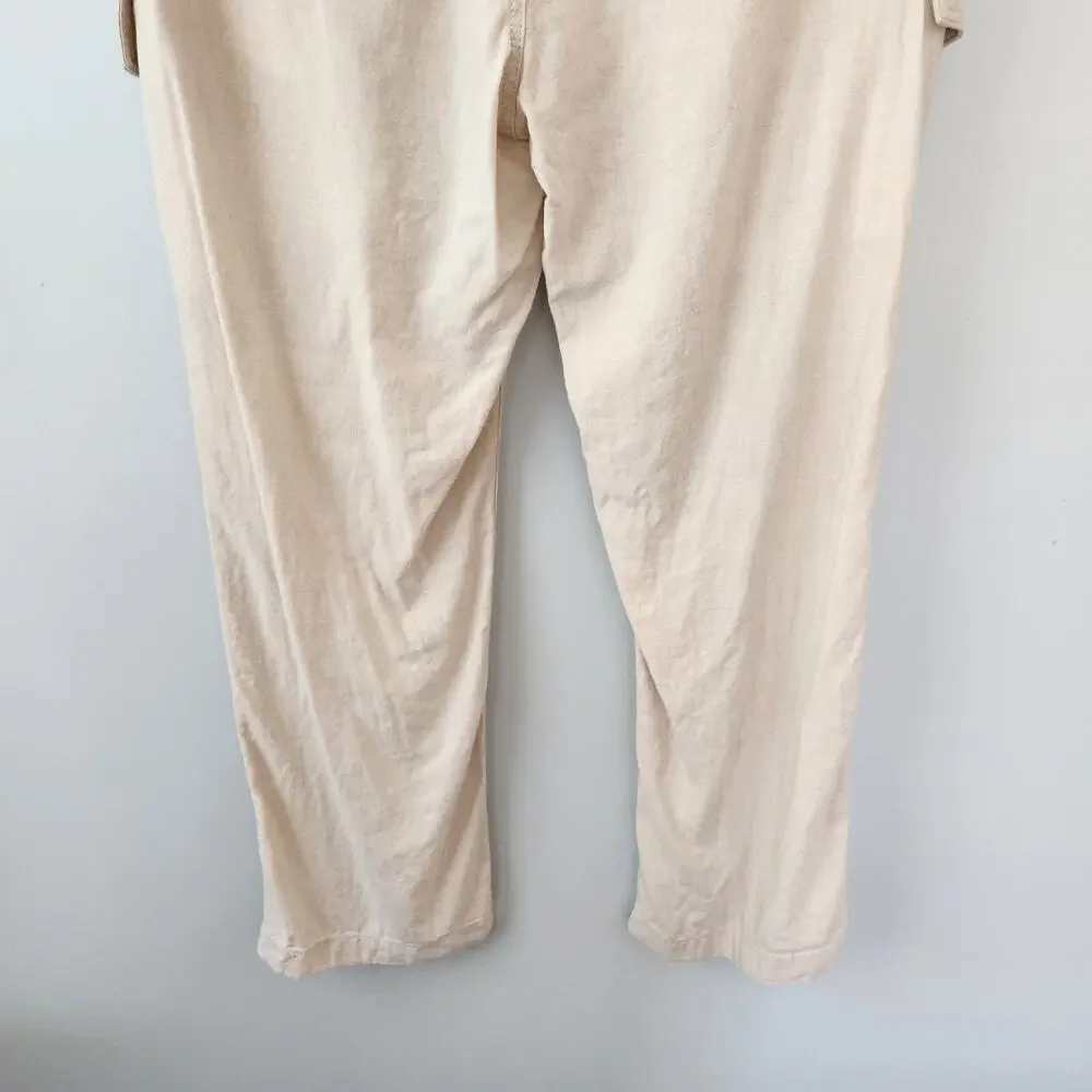 Roundtree & Yorke Cargo Linen Blend Pants Men's 38x30 (36x28.5) Tan Coastal Boho